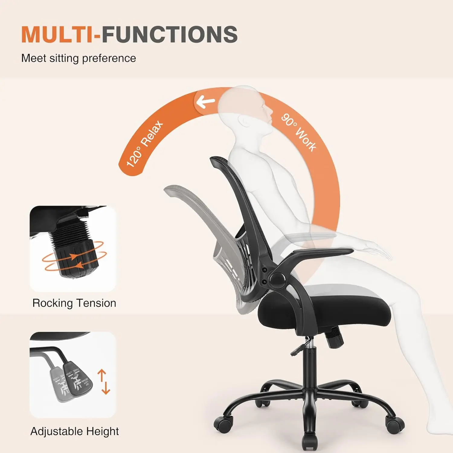 Bureau Computer Bureau En Stoel, Ergonomisch Ontworpen Middenruggaas Rolwerk Roterende Taakstoel