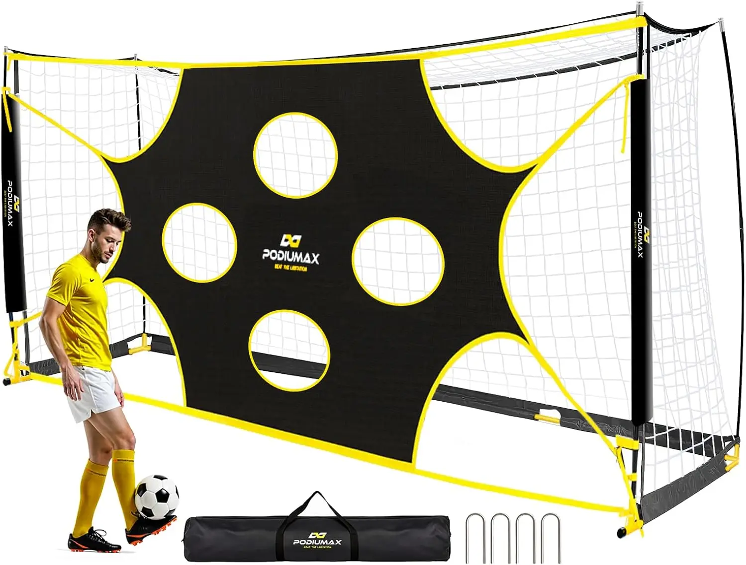 

16x7 FT Soccer Goal Net with 10 Scoring Zones, Portable Training Equipment for Backyard Football Practice