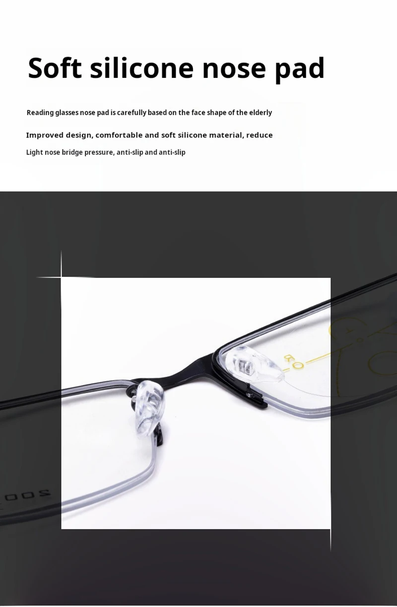Progressive Multifocal Reading Glasses Men Women Half Frame Business Photochromic Glasses Anti-blue Light Eyeglasses