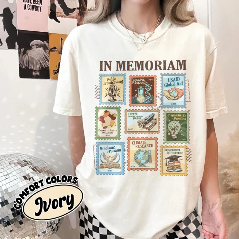 Pro Democracy Shirt, Anti Fascism Activism Tee, Resist Protest Top, Liberal Political Shirt, Retro In Memoriam Stamp Tee