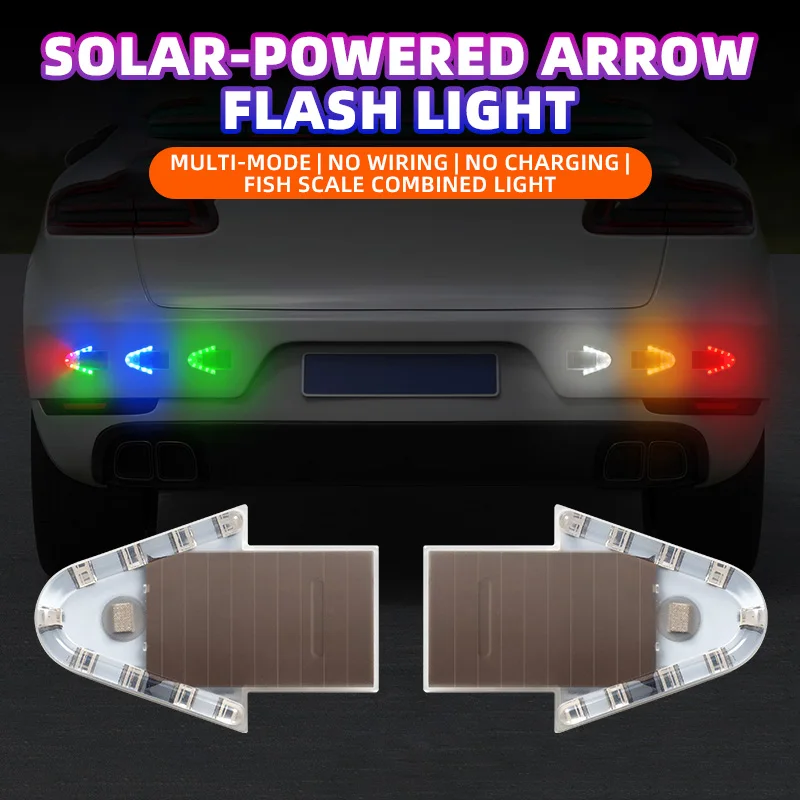 4pcs Wiring Free Solar Power Flashing Warning Light for Car Motorcycle Anti Rear End Collision Truck LED Night Strobe Taillight