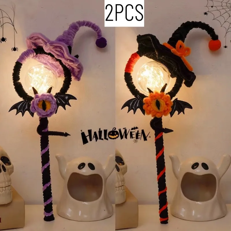 1/2PCS Halloween Festival Party DIY Decor Plastic Material Halloween Festival Party DIY Decor Light‑Emitting Witch Scepter