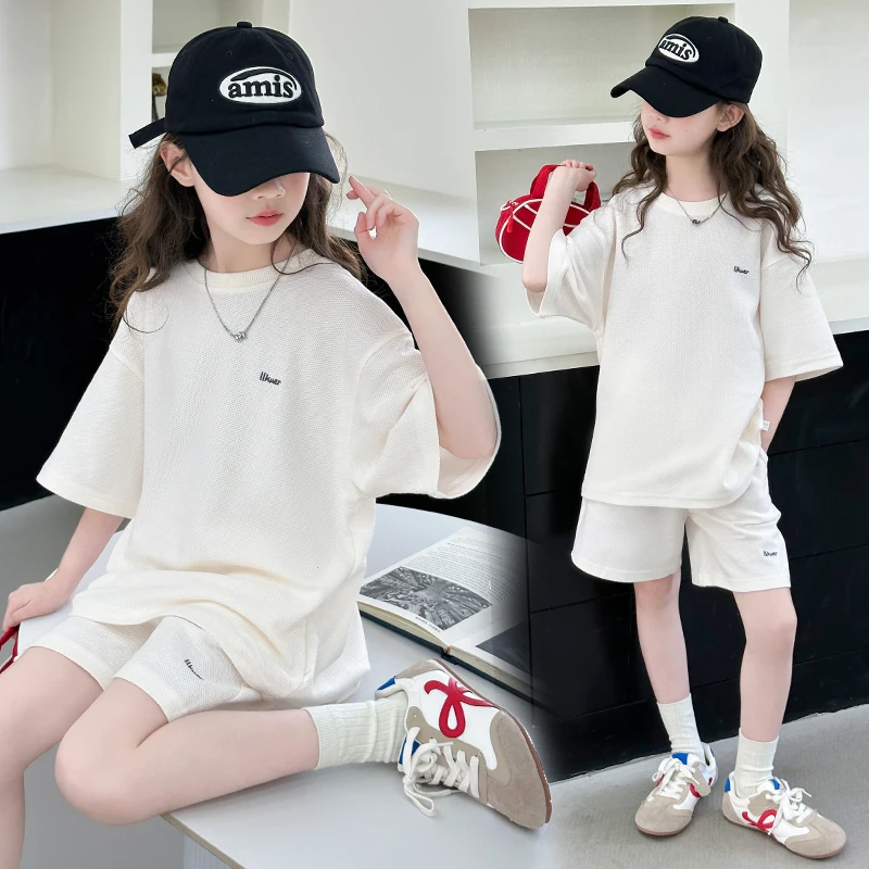 

Girls Clothes Sets Kids Summer Suit Child 2-Pieces Of Tee Top & Shorts Bottom Toddle Girl Summer Casual Fashion Sets Size 4-14Y