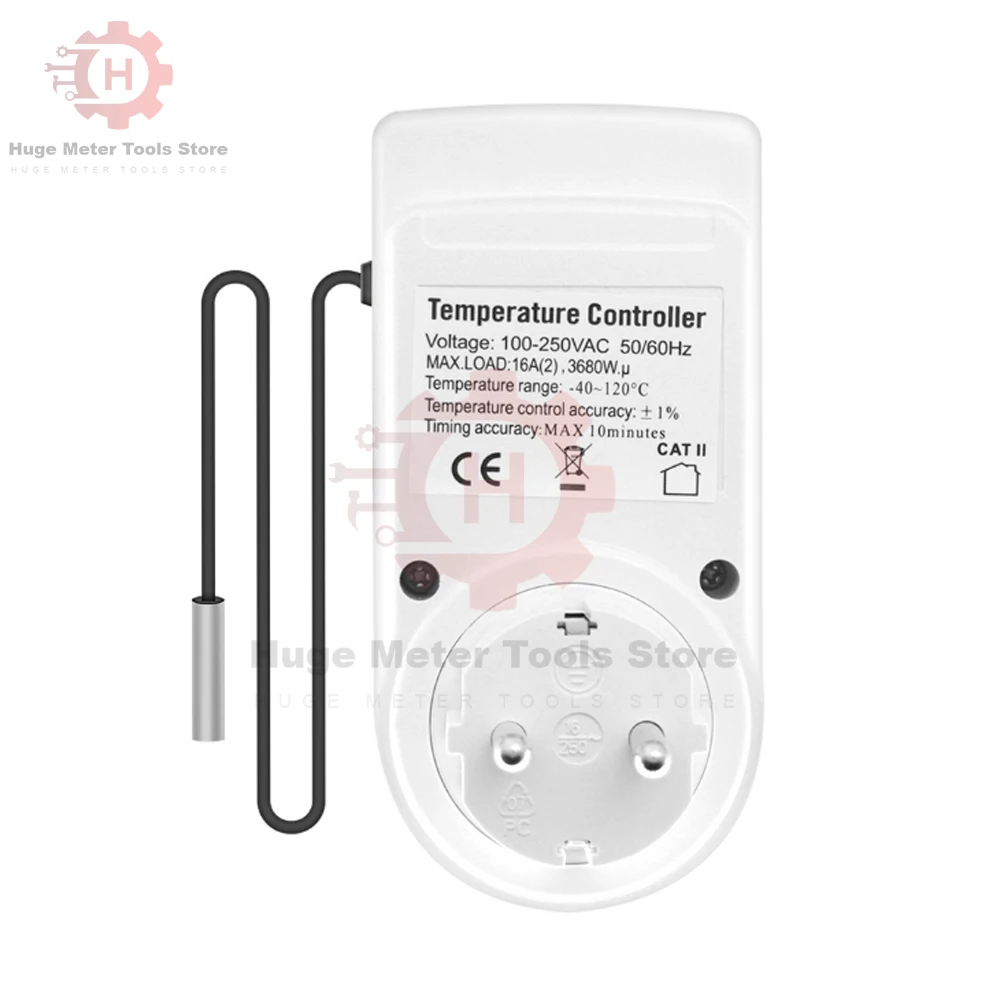 Digitaler Temperaturregler, Steckdosenthermostat, 220 V, EU-Stecker, Timer, Steckdosenthermostat mit Sensorsonde, Heizung, Kühlung