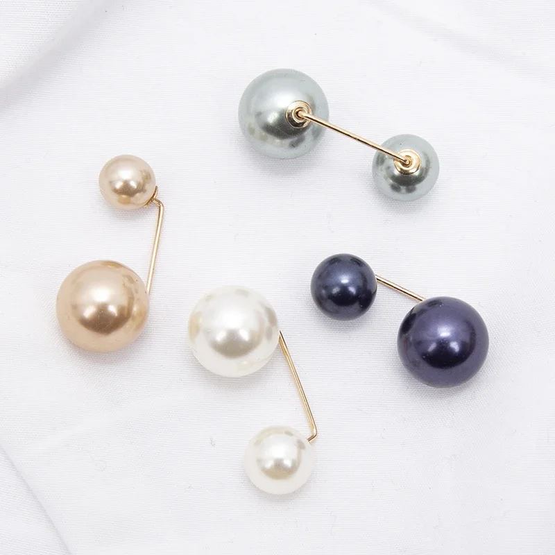 3Pcs Double Pearl Brooch Pins Anti-fade Exquisite Elegant Brooches Women Sweater Cardigan Clip Coat Summer Dress Jewelry Cute