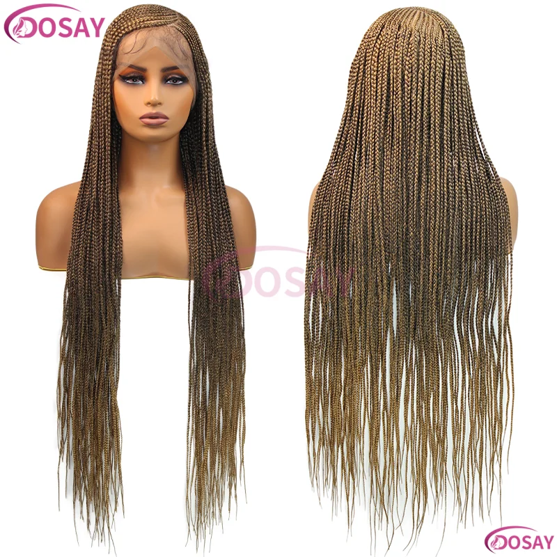 36 بوصة كورنو الجانب جزء تجديل شعر مستعار أشقر الاصطناعية الدانتيل الجبهة الباروكات للنساء Knotless صندوق HD شعر مستعار الدانتيل #4