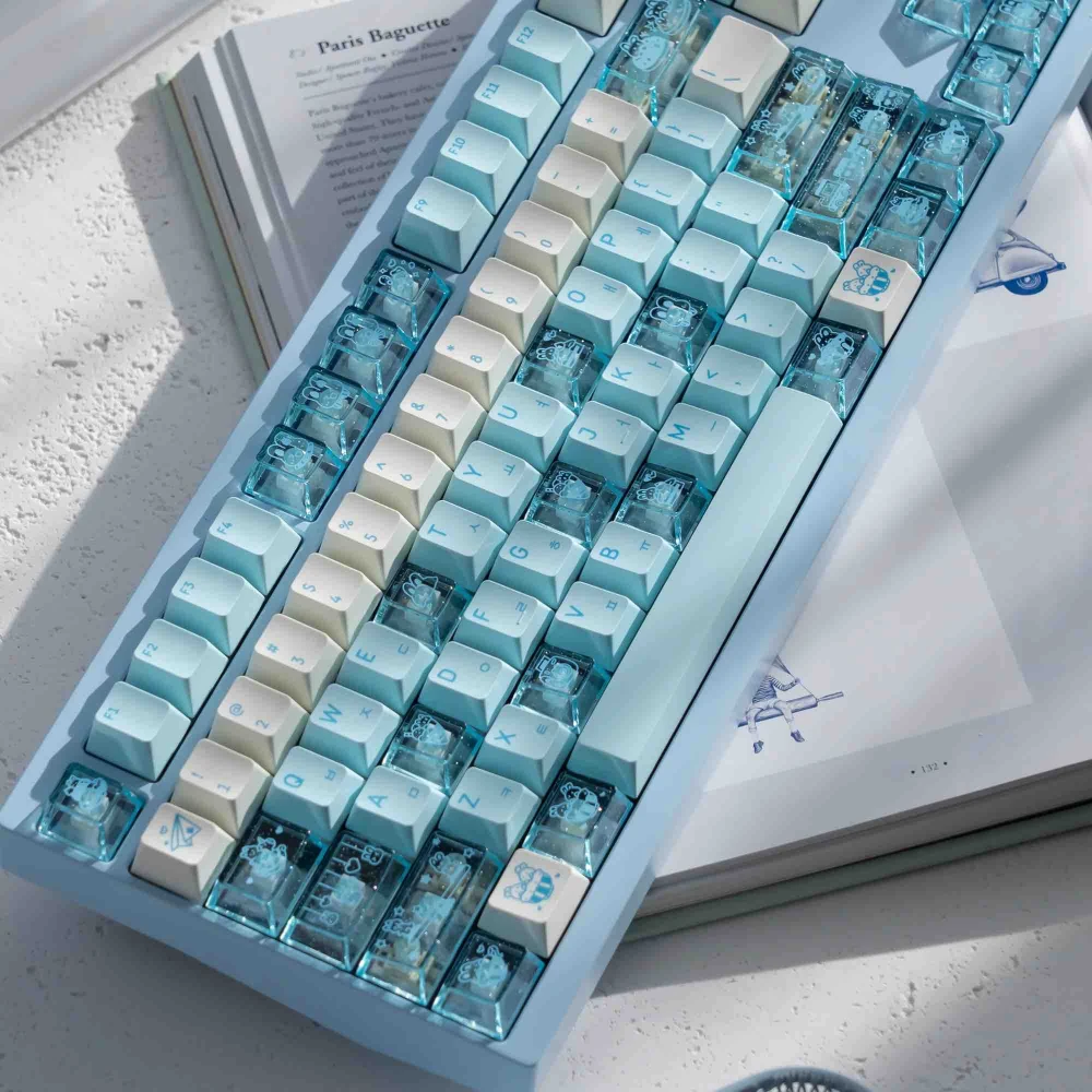 Cute Rabbit Theme Keycap 245Key PBT+PC Custom Personalized Keyboard Cap Cherry Profile KeyCap for Mechanical Keyboard Accessory