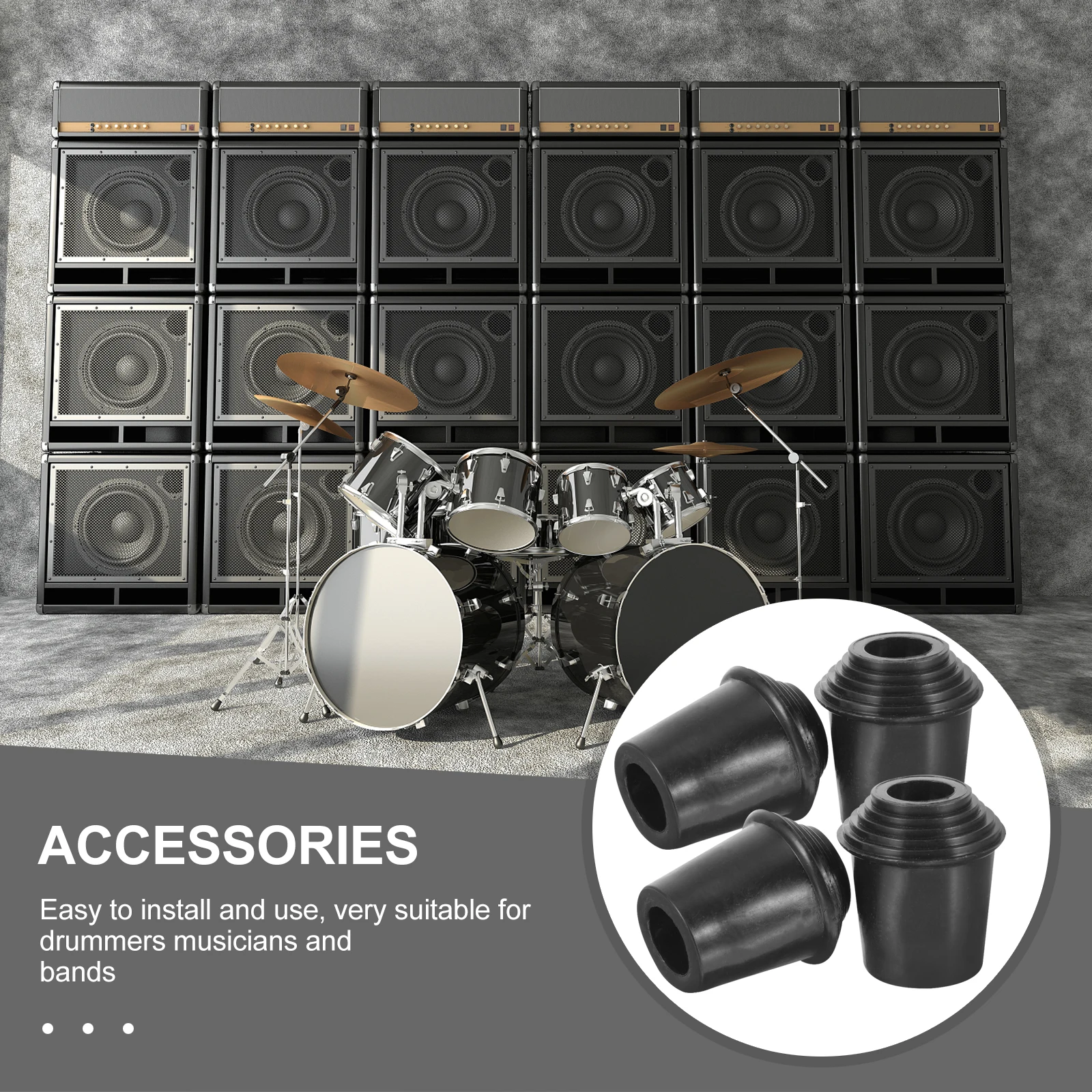 

8 set 8 Sets Bass Foot Cushion Non-Slip Rubber Sleeve Replacement For Drum Kit Parts Lightweight Durable Support Sleeve Drum Set