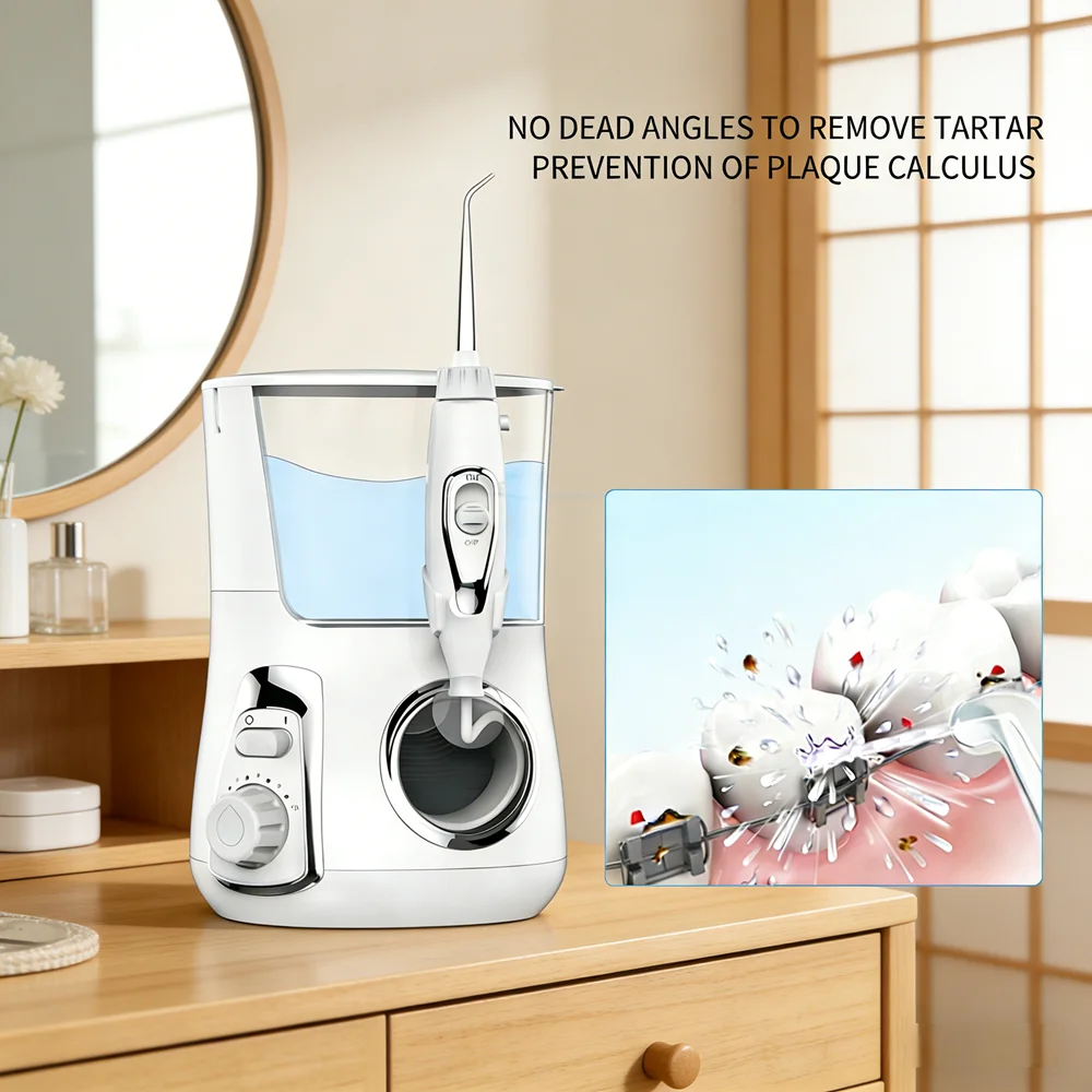 

Large 800ML Countertop Water Flosser, 10 Smart Cleaning Modes, 5 Replacement Jet Tips, Oral Care Tool to Stop Bad Breath