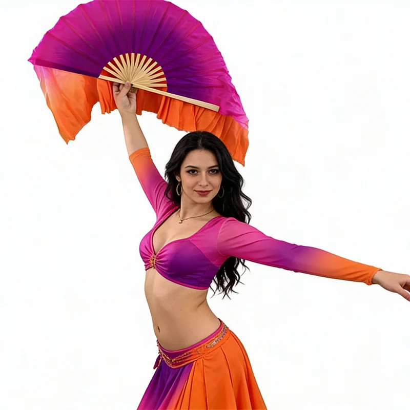 

Индивидуальный круглый веер-фатин 86 см, 100% натуральный шелк, двусторонний, струящийся, для танцев, реквизит для танцовщиц, костюм для восточных танцев, китайских народных танцев, 2 шт., круглый