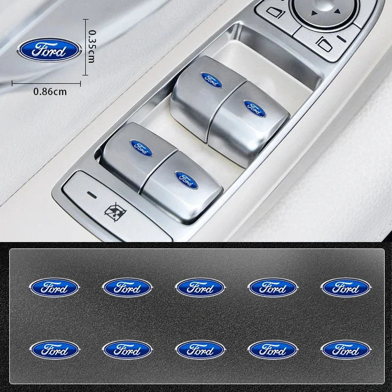 Universal Car Door Window Lift Window Button Sticker Car Logo Styling for Ford Ranger C-Max S-Max Mondeo Transit Tourneo Custom