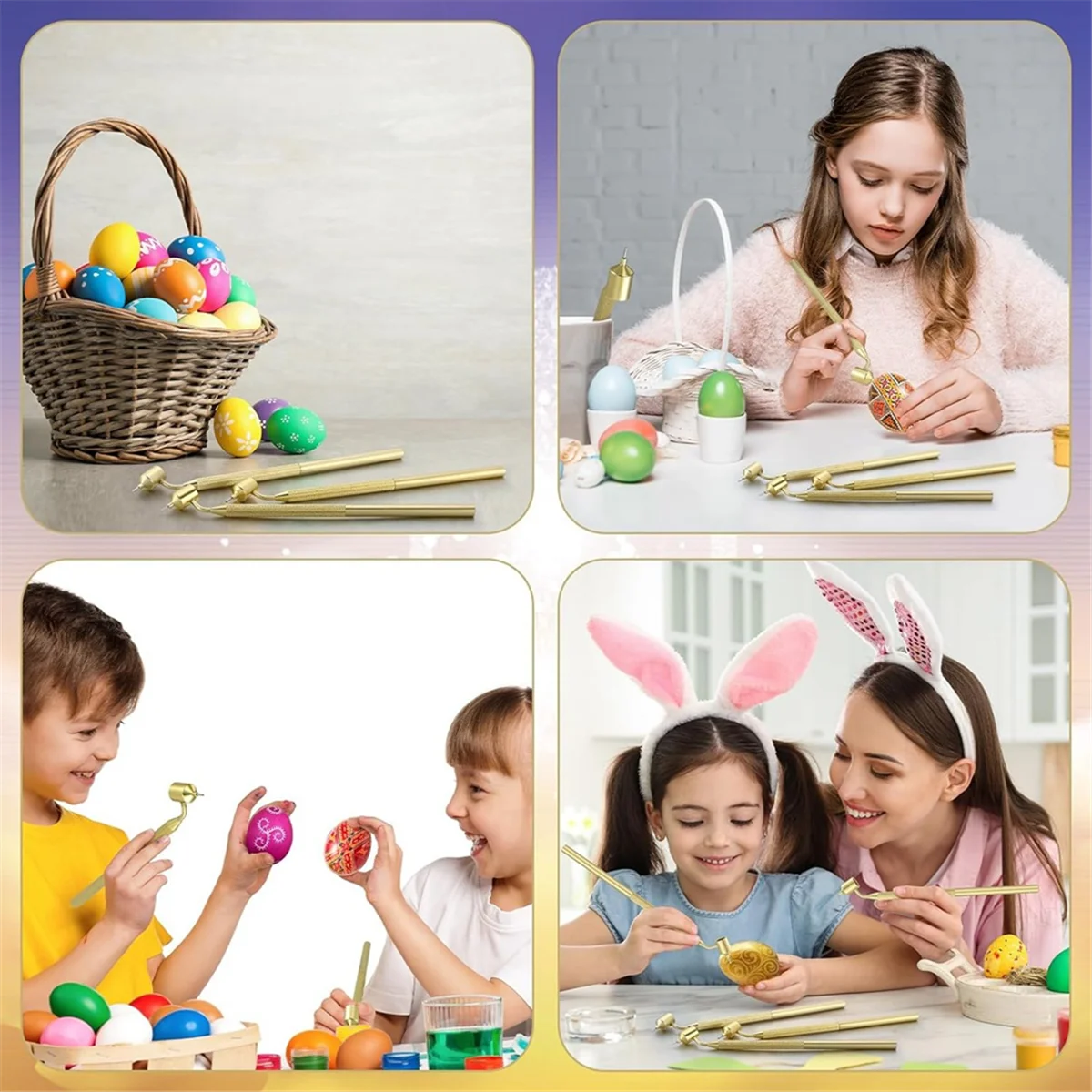 AT41Conjunto de 3 Pysanka Conjunto de canetas de desenho de cera quente para artes decorativas para ovos de Páscoa Suprimentos Pysanky