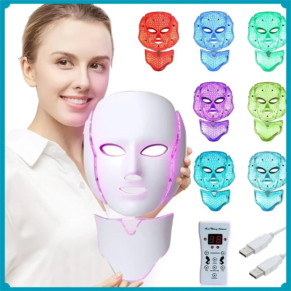 LED photon Beauty Meter 7 couleurs LED masque photonique traitement de l'acné neck Beauty LED masque