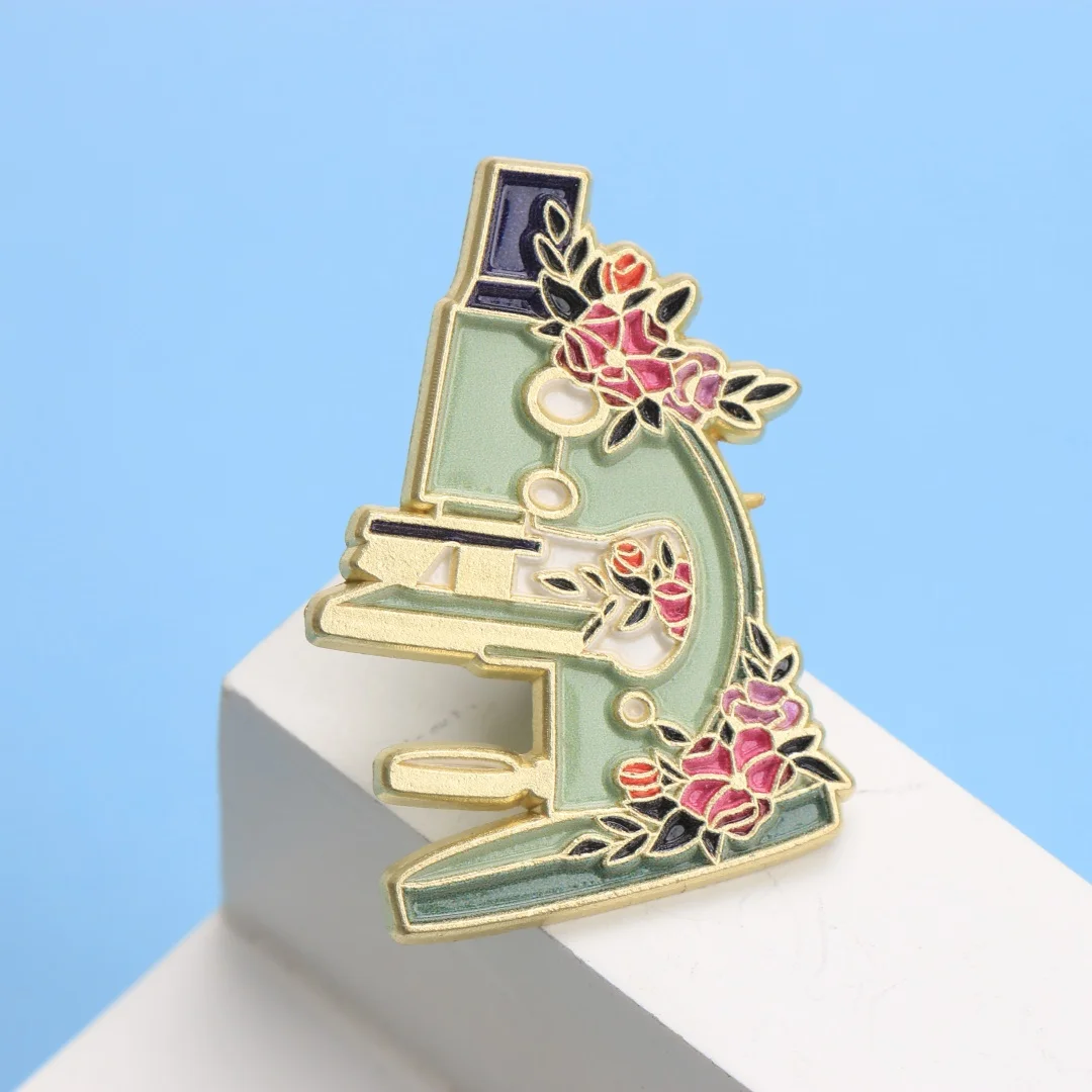 دبوس المينا لعازف النباتات المجهر - شارة طية صدر السترة على شكل زهور لعلم الرسوم المتحركة لهدية مختبر الظهر بنفسك #3