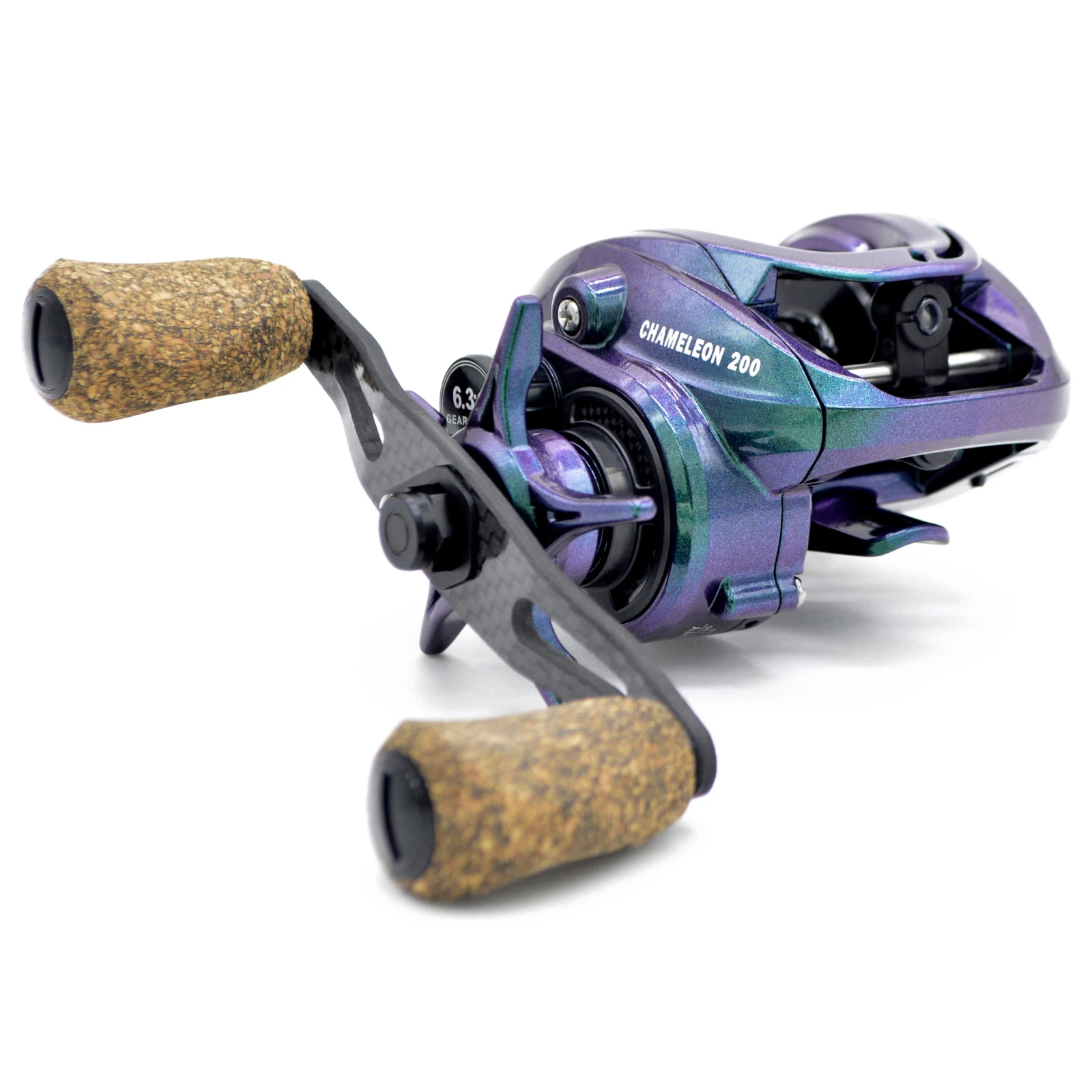 

CAMEKOON Chameleon 200 Baitcasting Reels 6.3:1 Smooth Casting Coil Light Carbon Frame Power Handle Saltwater Lure Fishing Wheel