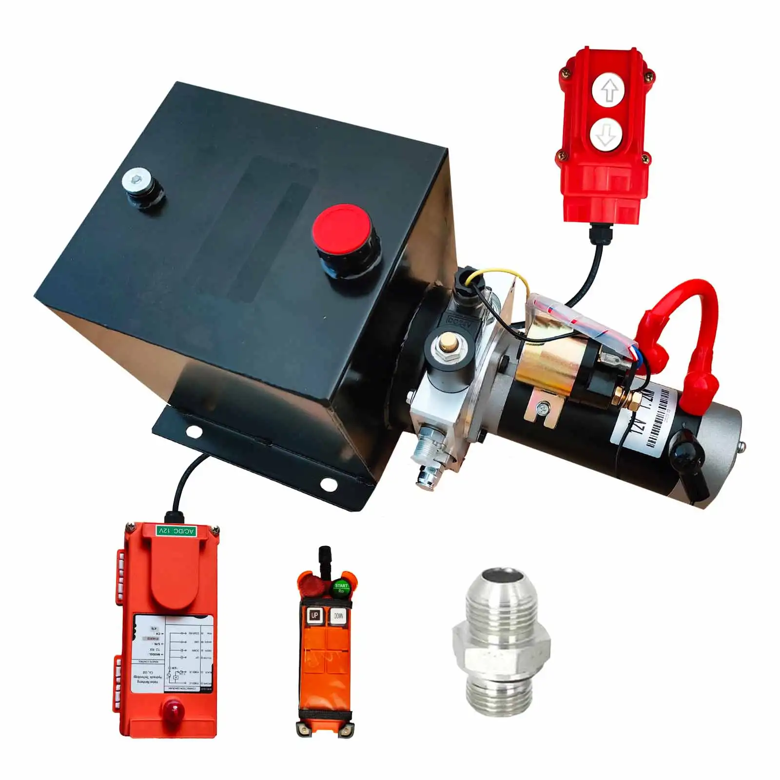 

1.2 kW hydraulic power unit, 6-liter tank (customizable), suitable for lifting, elevating, and tipping trailers.