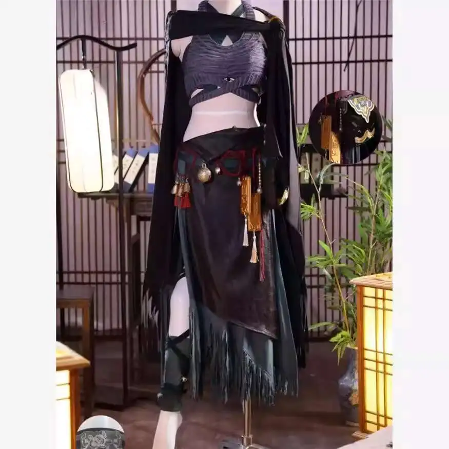 

New Fiesta Carnival Halloween Cos Cosplay Womens Where Winds Meet Jiuliu Gate Girl Student Sect School Uniform Wuxia Game