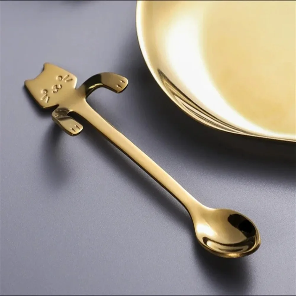 1/4pcs Stainless Steel Mini Cat Coffee Spoon Cute Design Tableware Stainless Steel Teaspoon Cute Cat Kitchen Tool