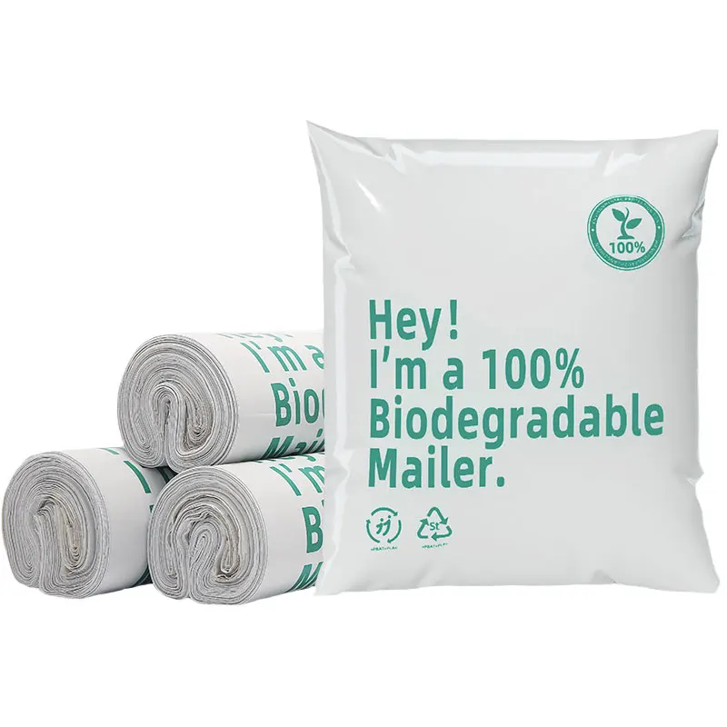 INPLUSTOP 100%  Biodegradable Mailer Mailing Bags Eco-friendly Degradable Courier Shipping Bags White Clothing Express Pouch