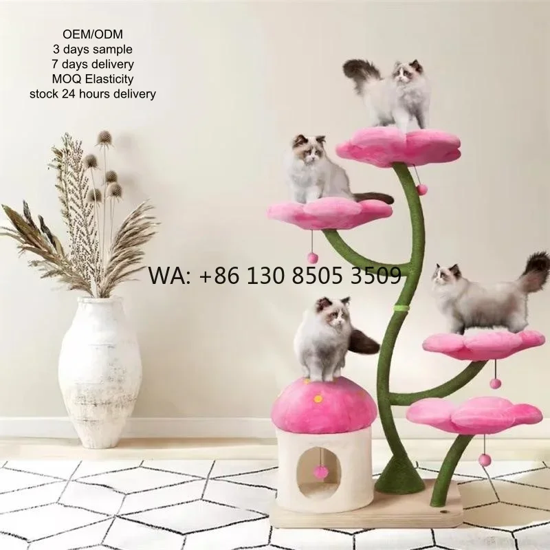 Luxury Modern Wood Flower Cat Tree-Compact Space-Saving Eco-Friendly Climbing Frame & Claw Grinding Jumping Platform