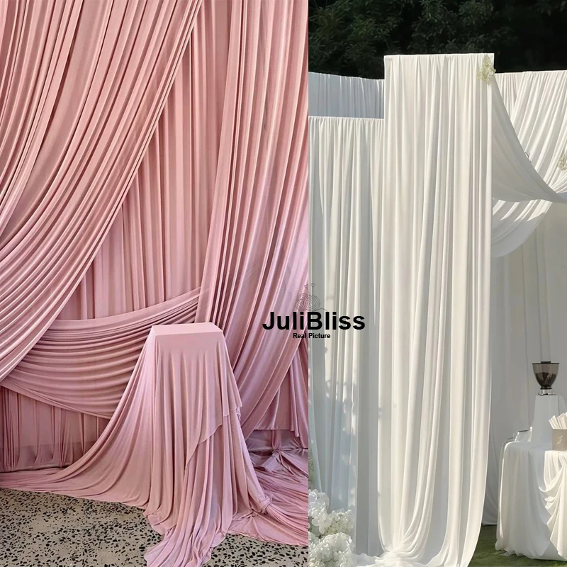 Romantic Blush & White Knitted Fabric with Good Drape for Wedding Decor Curtains Tablecloth Backdrops Cloth Material Wide 170cm