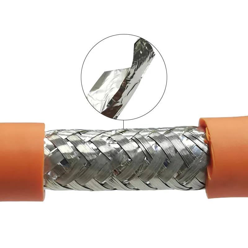 4Cores Copper Wire Servo Cable 15/13/11/9AWG Heat Resistant Oil Resistant Cable Shielded PVC Orange Flexible Drive Power Cable