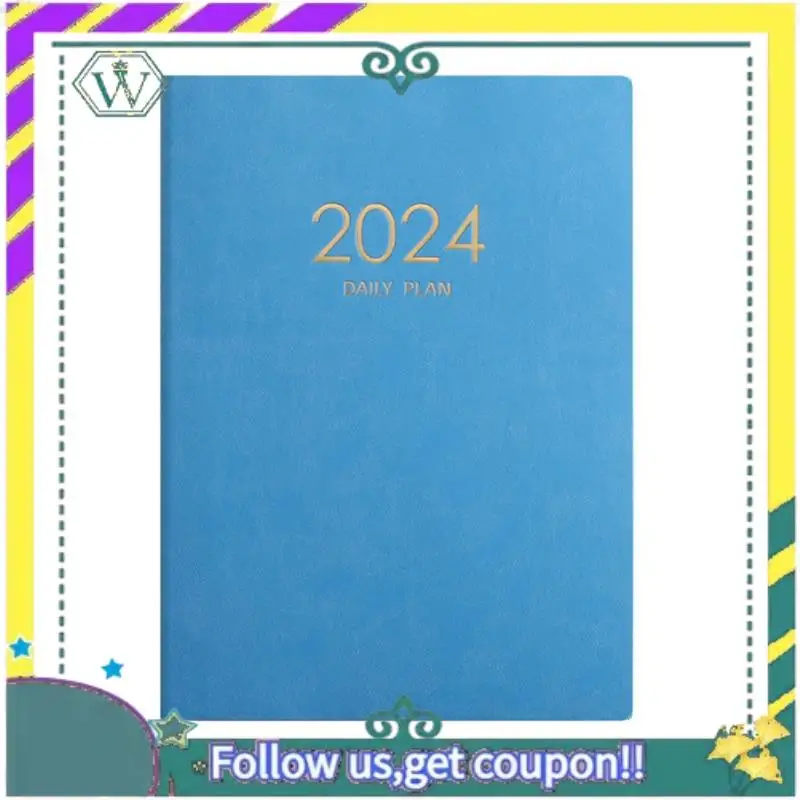 

NEW 2024 Blue Plan Notebook Calendar Thickened Daily Plan Notebook Weekly Notebook Office School Supplies Durable Easy To Use