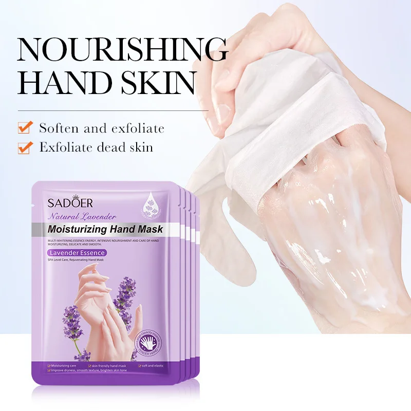 5 Pairs SADOER Lavender Hand Mask Moisturizing Whitening Anti-aging Wrinkle Hydrating Hand Gloves for Hands Skin Care