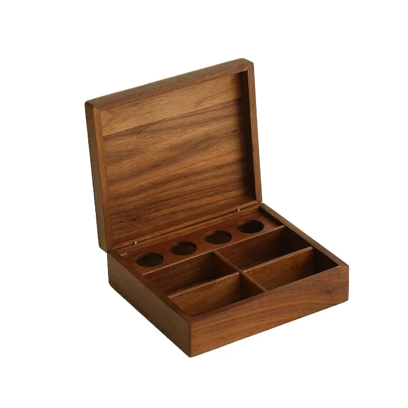 

Walnut flip coffee tea bag storage box solid wood storage box hotel homestay pantry coffee capsule
