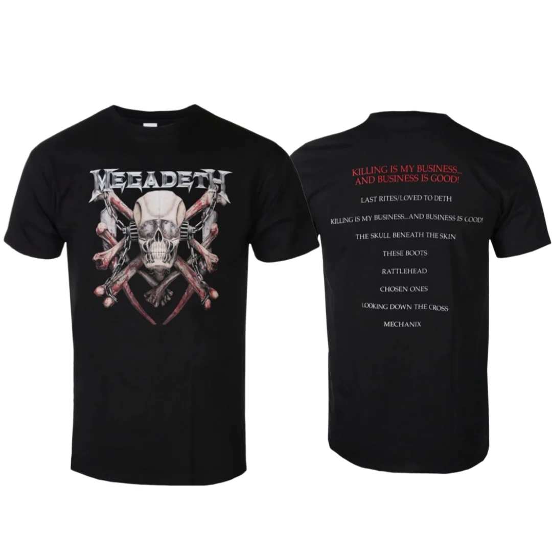 Camiseta de Verão Megadeth - Killing Biz com Padrões Artísticos, Camiseta de Algodão para Homens e Mulheres, Casual, Clássica, da Banda