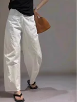 White Cotton and Linen Pants Loose Lazy Casual Pants Women's Spring and Summer Thin Straight Thin Wide-leg Pants 4