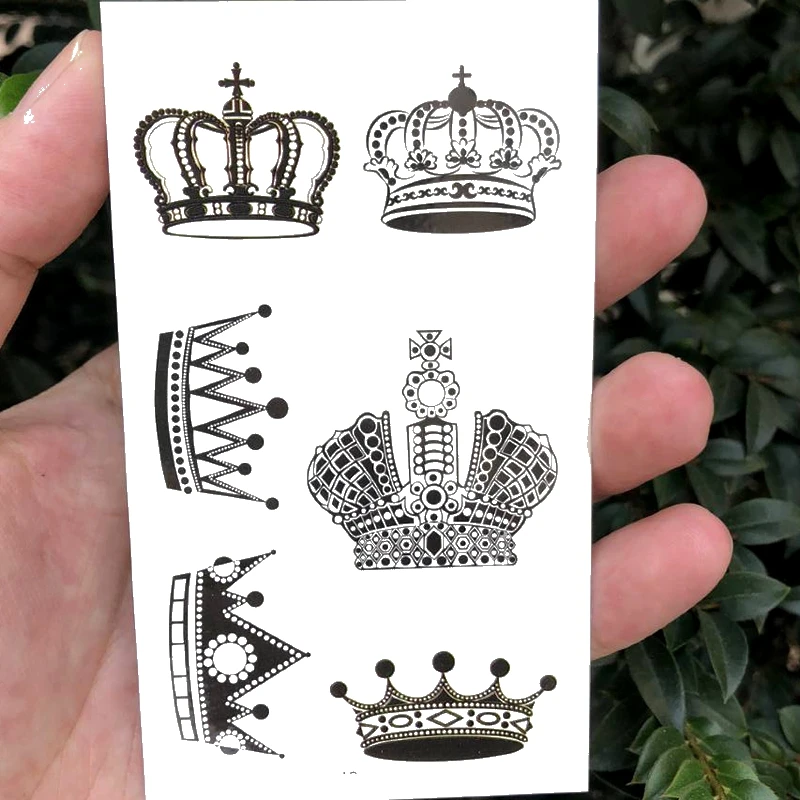 Waterproof Temporary tattoo sticker black Lace Crown Mermaid fake tatoo flash tatto small tattoos for kid girl men woman