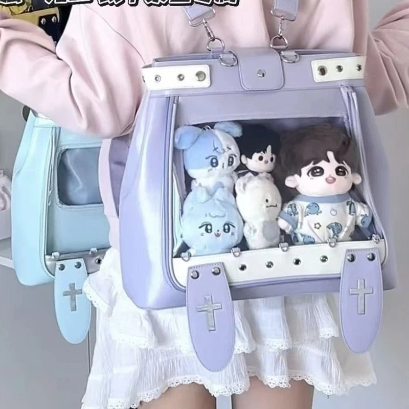 Ita Bag Concert Ita Backpack Transparent Display Crossbody Backpack Light Green Multi Purpose Ita Bag For 20cm Plush Doll Badge