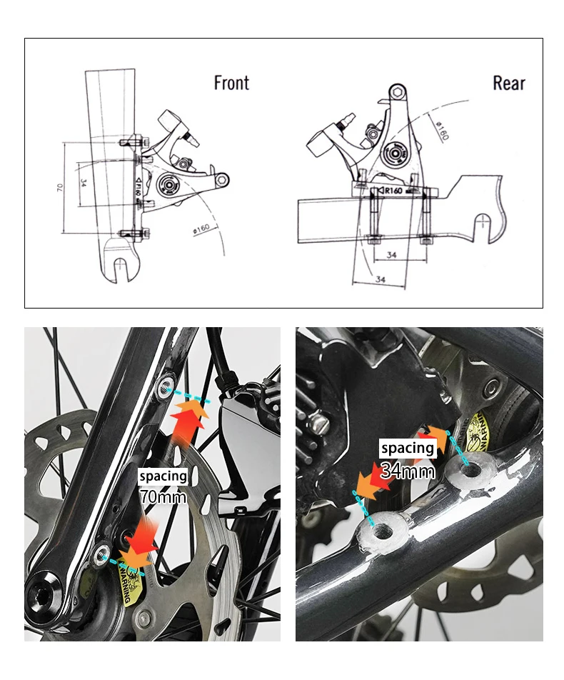 Fouriers High-quality Road Bike Flat Disc Brake Mount Adapter 140 / 160mm Bicycle Front Rear Disc Brake Caliper Mount Adapter