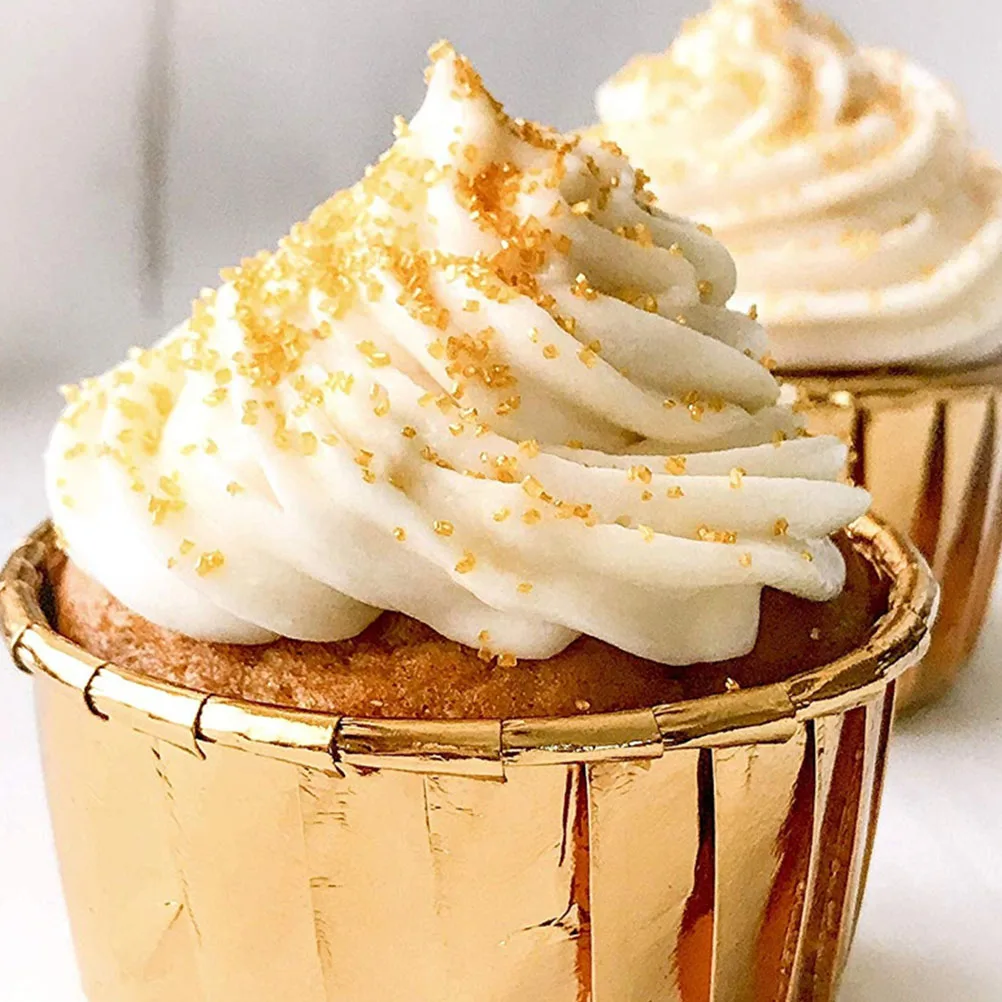 

150 Pcs Cake Cup Mold Foil Muffin Liners Aluminum Coated Paper Cases Baking Cups
