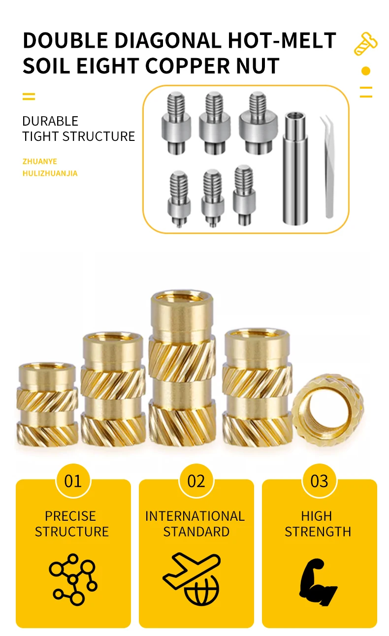 M2 M2,5 M3 M4 M5 M6 Messing Einsatz Mutter Kit Wärme Gewinde Einsatz Hot Melt Injektion Mutter Werkzeug Lötkolben Spitze Set für 3D Druck – Detail 1
