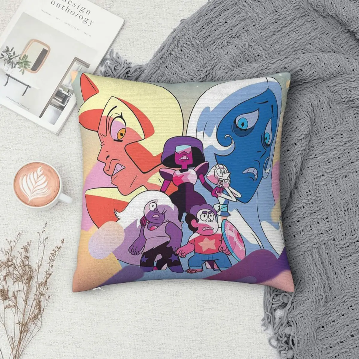 Funny Anime Steven Universe Square Pillowcase Cushion Cover Pillow Case Throw Pillow Cover for Home Sofa Living Room