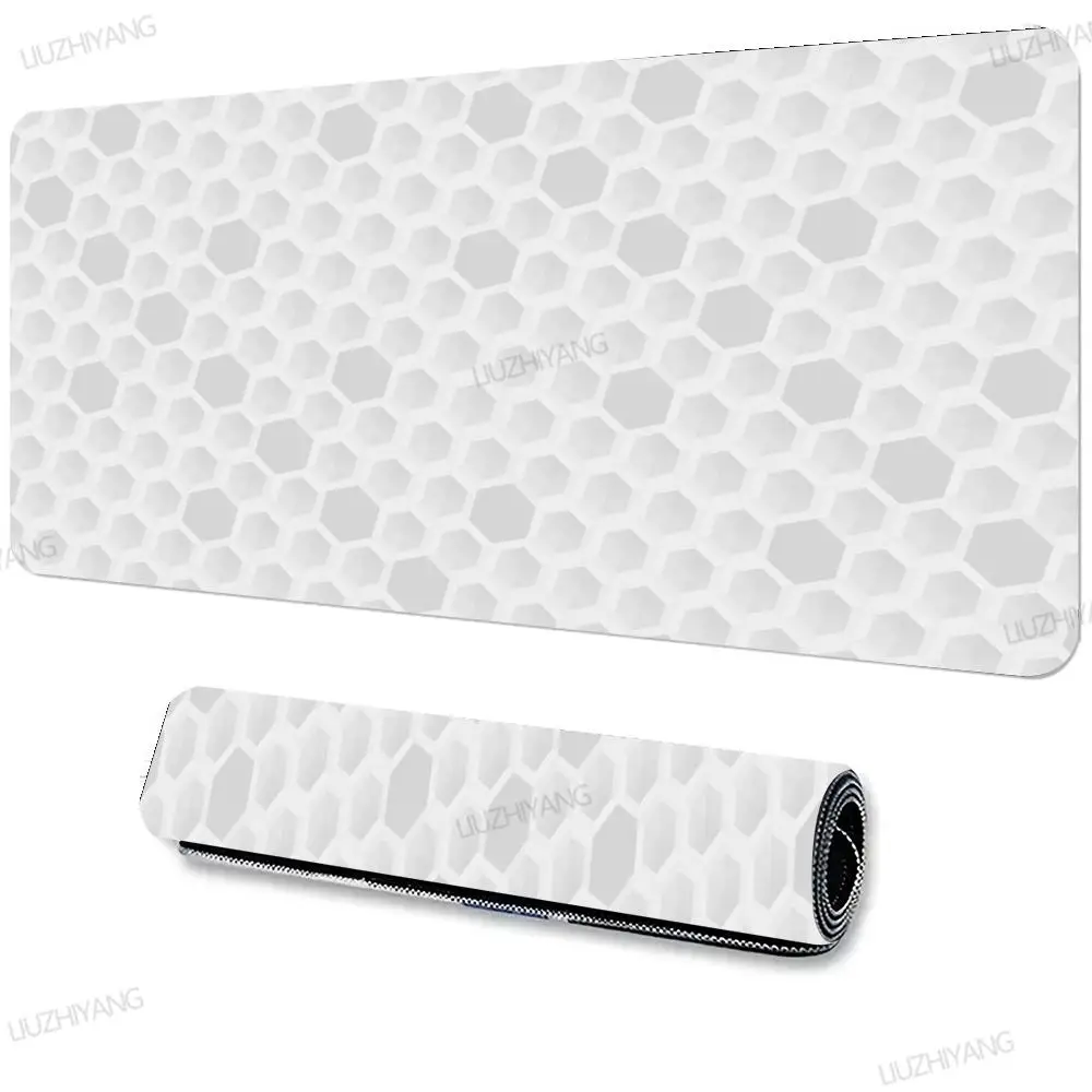 White Geometric Pattern Mouse Pad  XXL Desktop Keyboard Table Pads Game Rubber Anti-slip Desk Mat Computer Accessories Mousepad