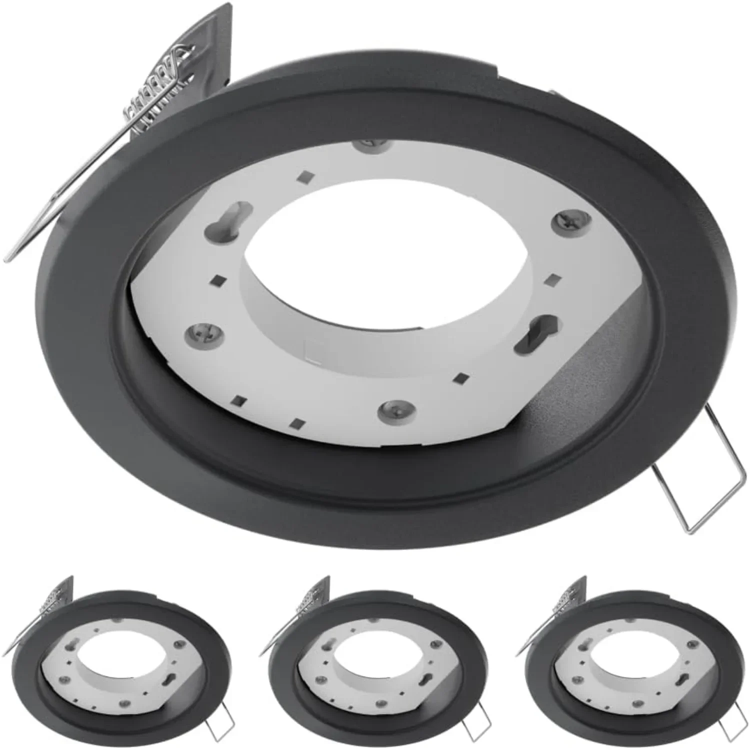 JOYINLED GX53 Recessed Ceiling Light Frame Round 105mm Cutout Lamp Holder Bracket Socket Fixture Black Downlight Housing