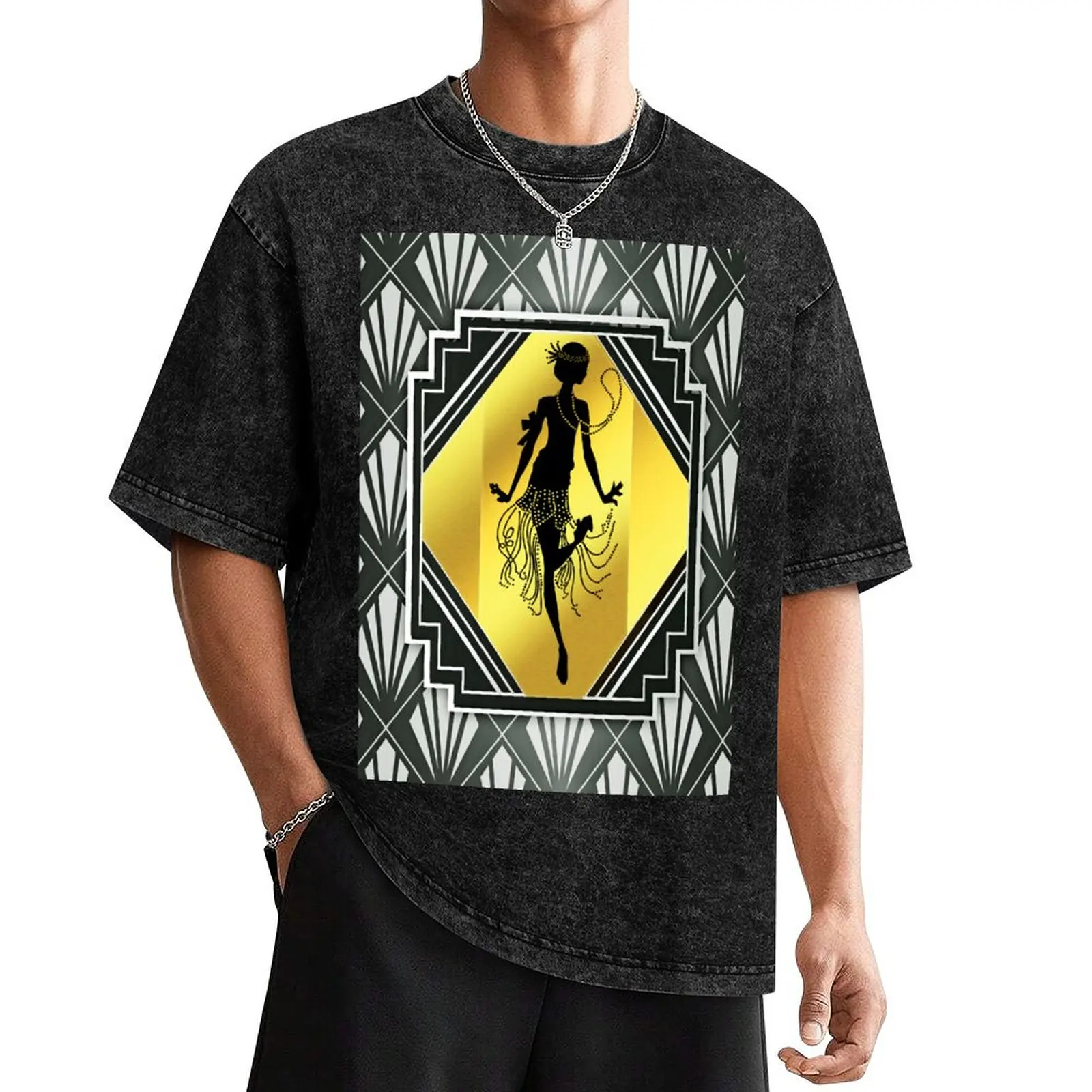 Art Deco Flapper Roaring 20's Gatsby Style Print T-Shirt T-shirts man graphic tee shirt summer tops mens graphic t-shirts pack