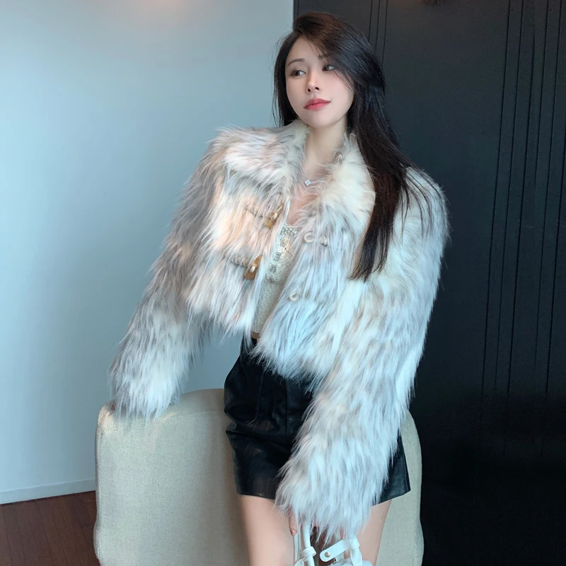 Womens Faux Fur Jacket Thick Coat Short Fashion Winter Warm  Women's Synthetic Fur Coat 2023