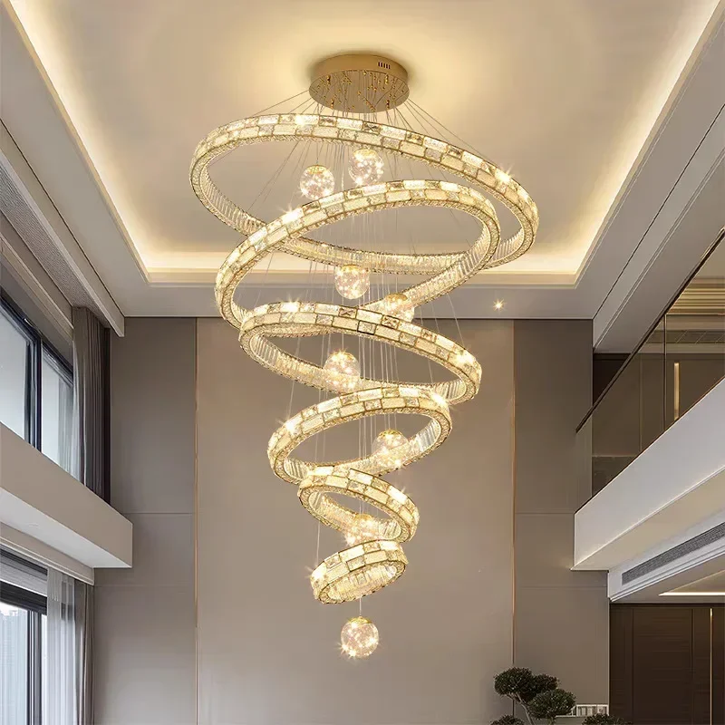 大型シャンデリア 高級クリスタル リビングルームシャンデリア 自宅別荘 空き階段シャンデリア