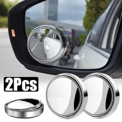 1/2Pcs 360° Degree Adjustable Blind Spot Mirror Car Auxiliary Rearview Convex Mirror Round Frame Wide Angle Mirrors Car Reverse