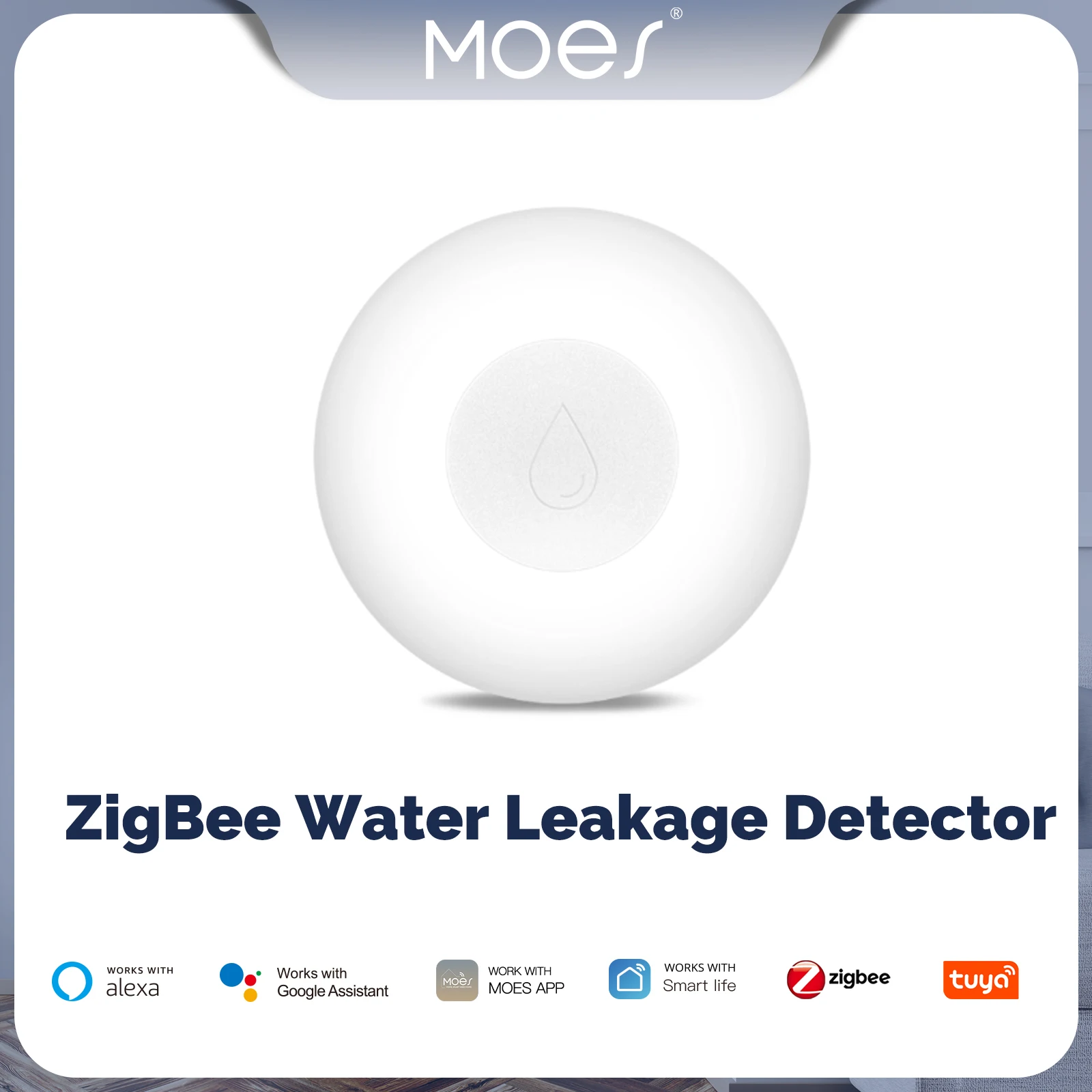 

ZigBee Flood Sensor Water Leakage Detector Water Tank Full Alert Overflow Security Alarm System Tuya Smart App Remote Control