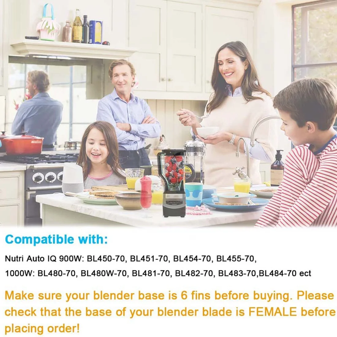 accessori agitatore 6 alette per parti di ricambio frullatore Ninja, per Nutri Ninja Auto IQ BL450-70, BL451-70, BL454-70, BL455-70