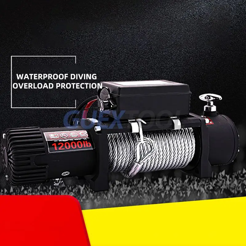 24V Vehicle-mounted Small Crane 12V Off-road Vehicle Self-rescue Vehicle Winch Hoisting Submersible Electric Winch