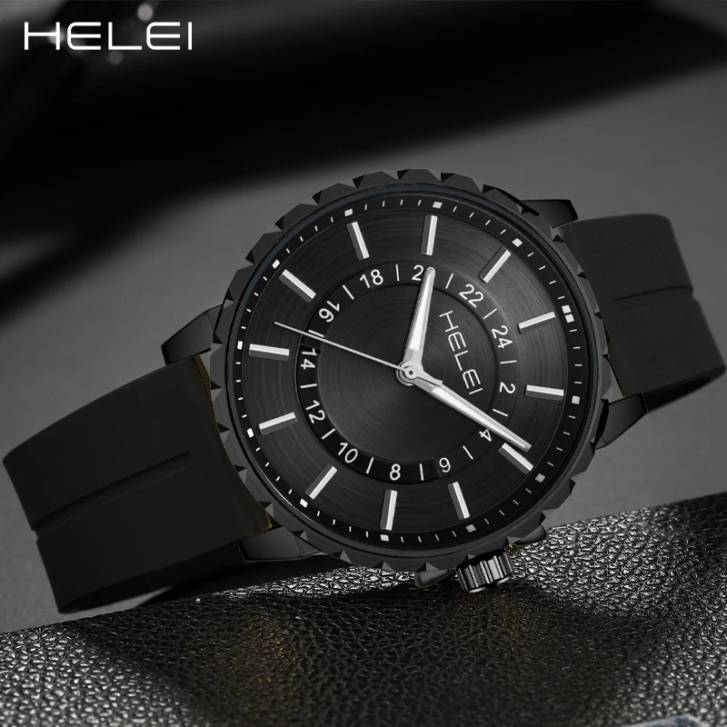 HELEI gorący Model 2024 sternik z serii moda Trend wielofunkcyjny kwarcowy męski zegarek kwarcowy zegarki męskie