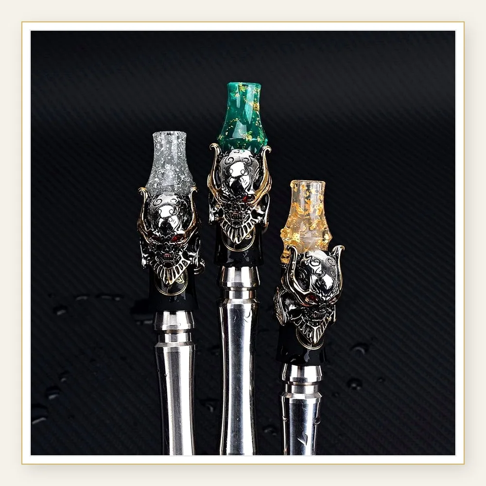 Wolfcoolvape Arab Shisha Nozzle - Single-Sided Skeleton Punk Design with Gold Foil Resin, Perfect Shisha Accessory
