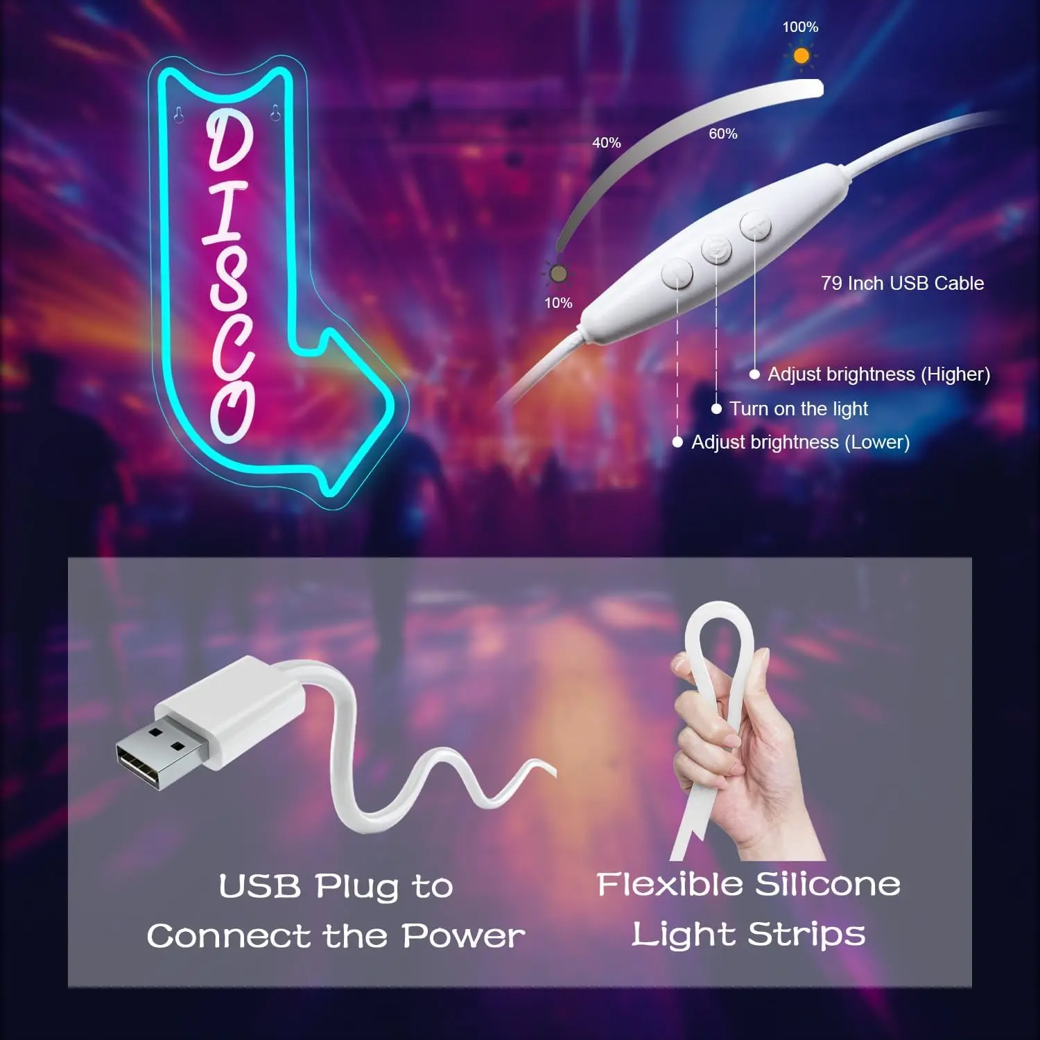 ديسكو هذا الطريقة النيون Led تسجيل السهم الفن علامات غرفة الديكور لغرفة النوم حفلة عيد ميلاد بار الرقص النادي الليلي عكس الضوء مصباح USB