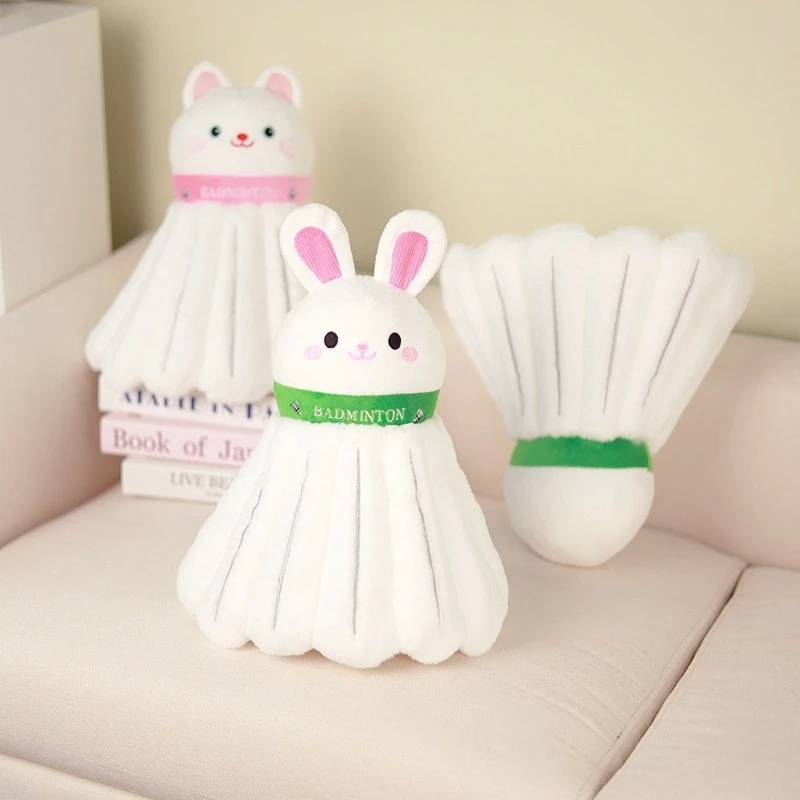 

30cm Badminton Soft Stuffed Plush Toys Cute Rabbit Cats Badminton Plushies Animal Doll Sports Theme Ball Ornaments Birthday Gift